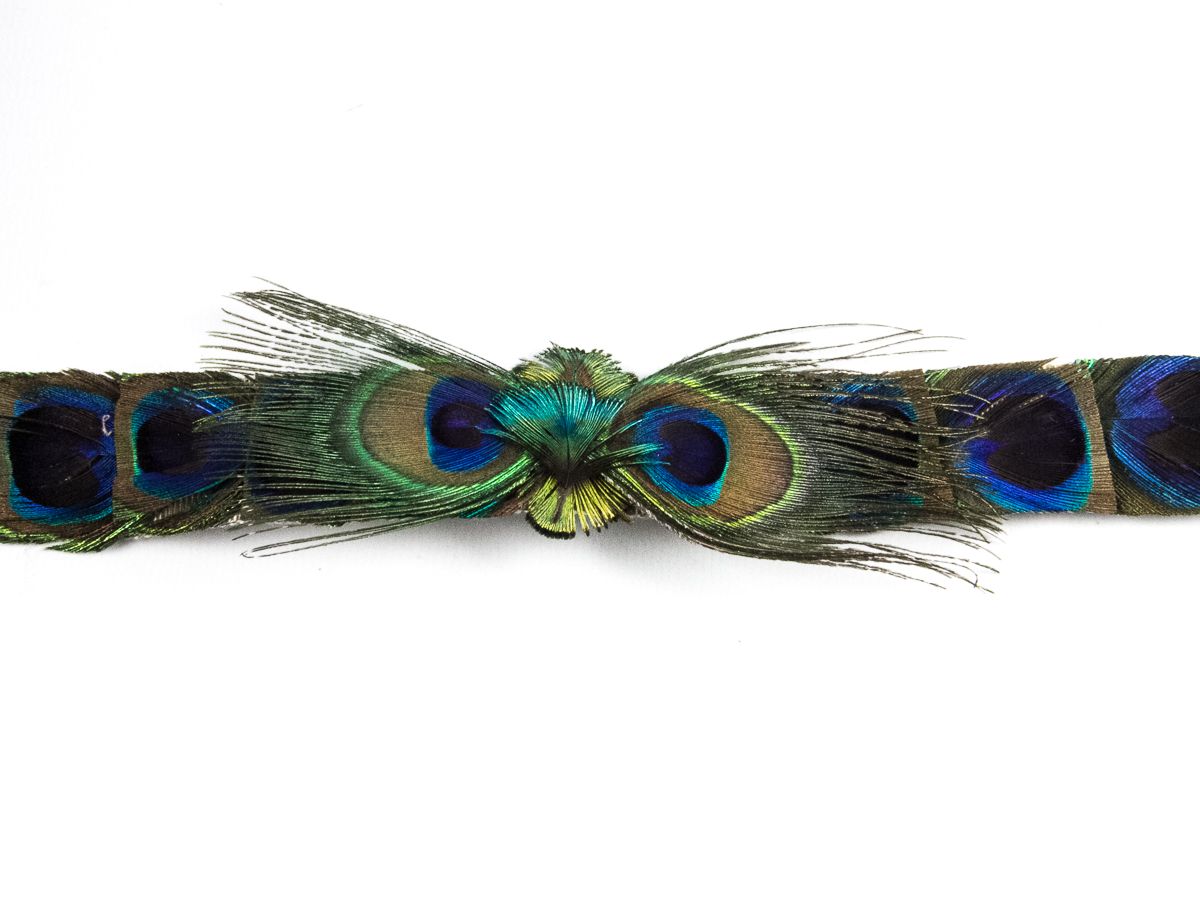 Handmade peacock eye feather hat band, made to order.