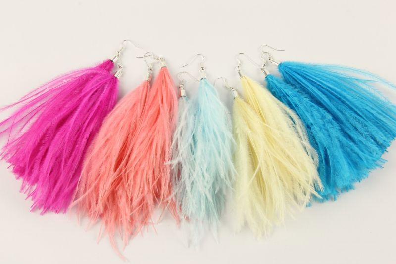 Fluffy Ostrich Feather Earrings 1