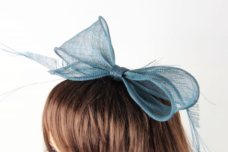 Teal Peacock Feather Bow 2