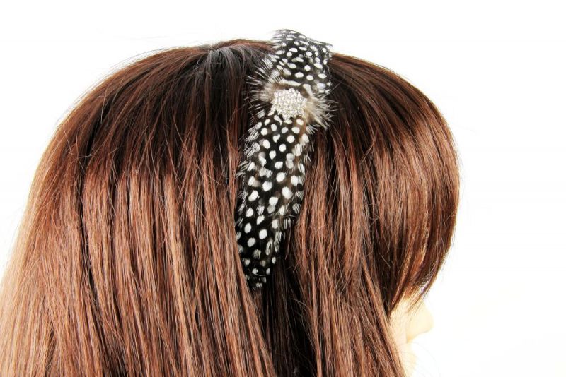 Guinea Fowl Jewelled Feather Headband 4