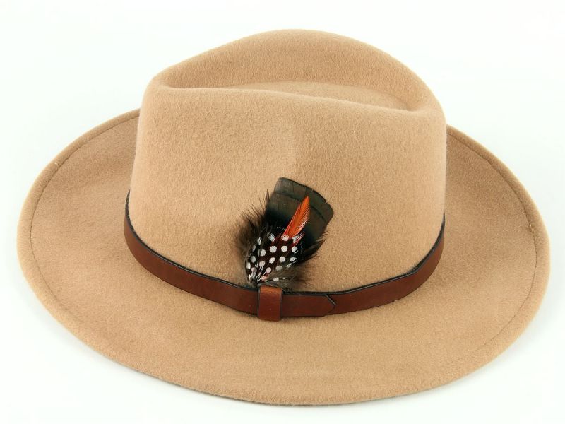 Nude Fedora Hat with Feather Mount 2