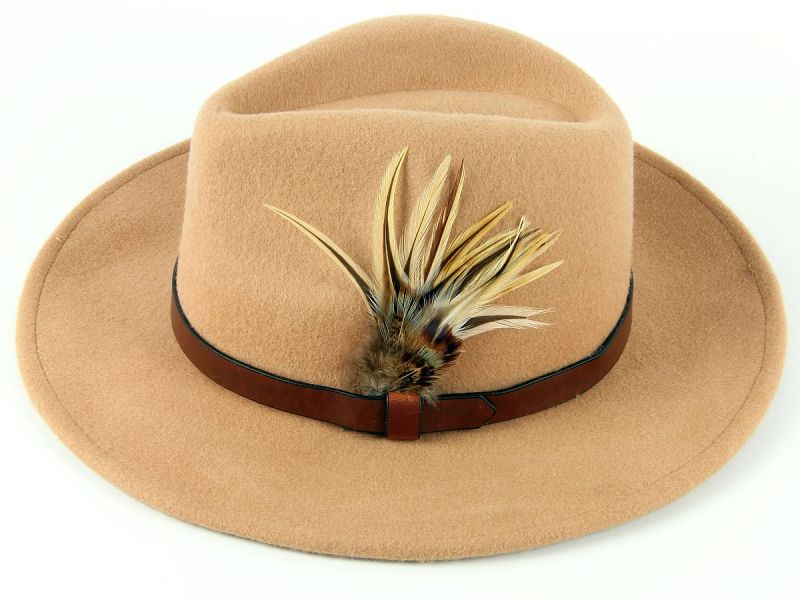 Nude Fedora Hat with Feather Mount 3