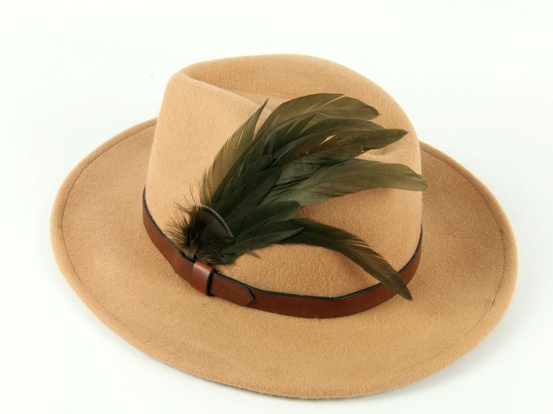 Nude Fedora Hat with Feather Mount 4