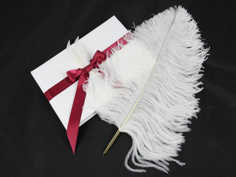 Personalised Wedding Guestbook with Feather Pen 1