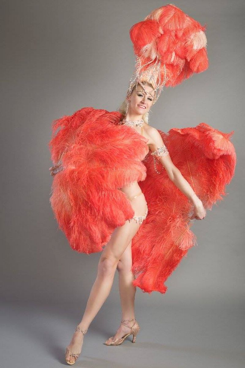 Deluxe Burlesque Ostrich Feather Fan 1
