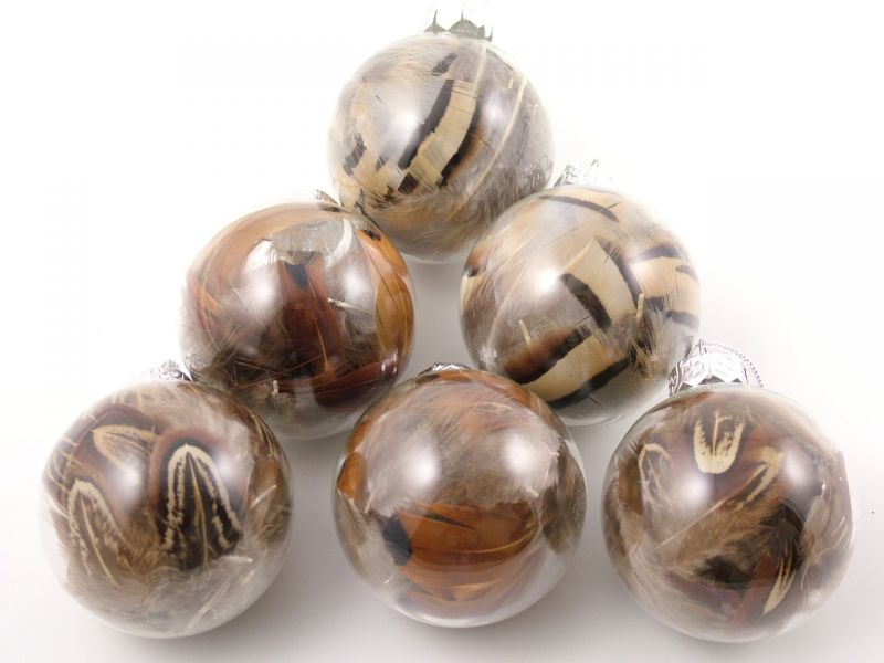 Natural Feather Baubles (Pack of 6) 1
