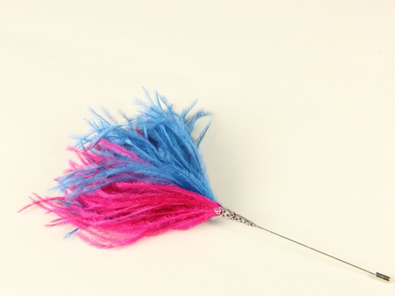 Ostrich Feather Duo Hat Pin 2