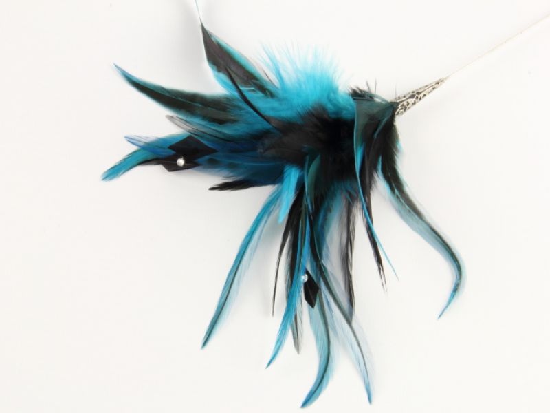 Jewelled Two Tone Hackle Hat Pin 3